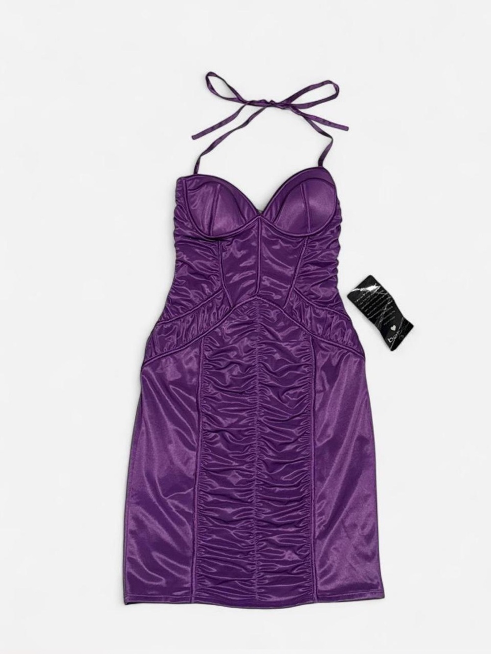 bebe Purple Halter Bodycon Dress